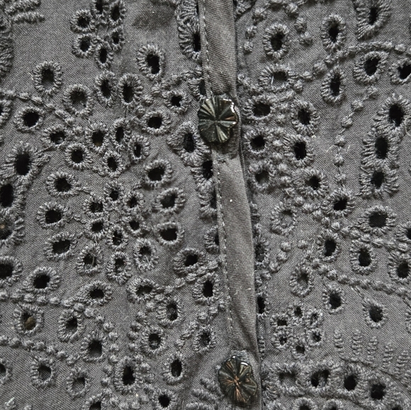 Robert Graham Savannah Black Flutter-Sleeve Eyelet Shift Dress Size Large - Picture 8 of 11